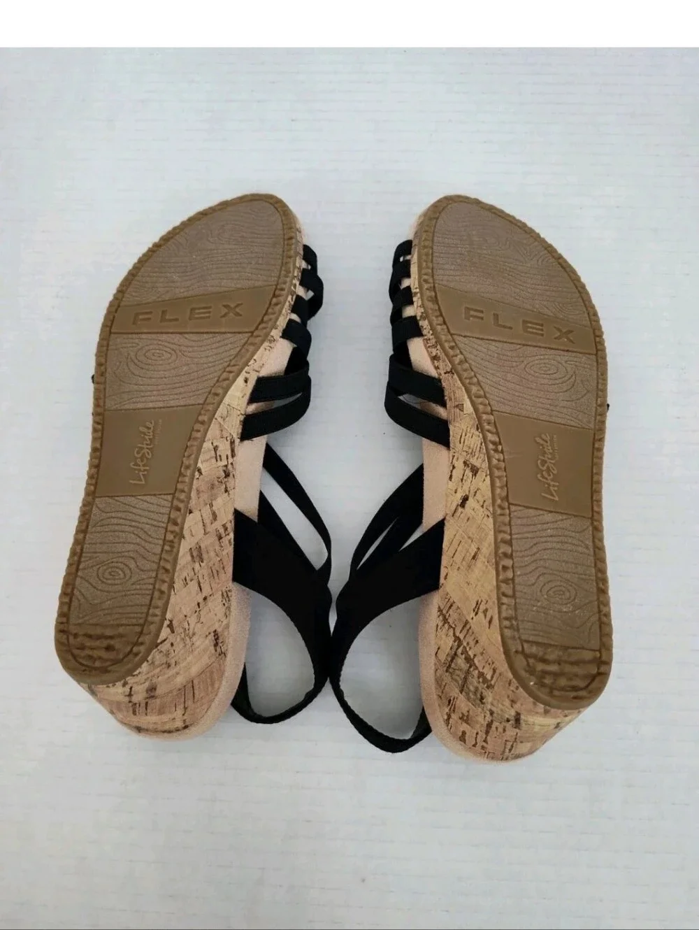 LifeStride Mallory Women's Strappy  Cork Wedge Sandals Size 10 Slingback